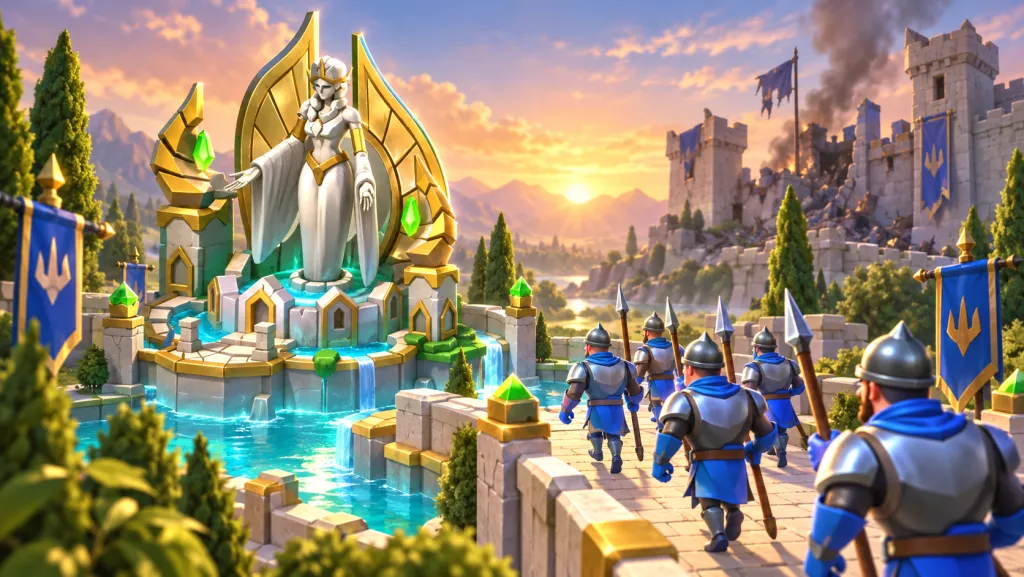 Returning troops near the Sanctuary with a damaged Lords Mobile fortress behind them
