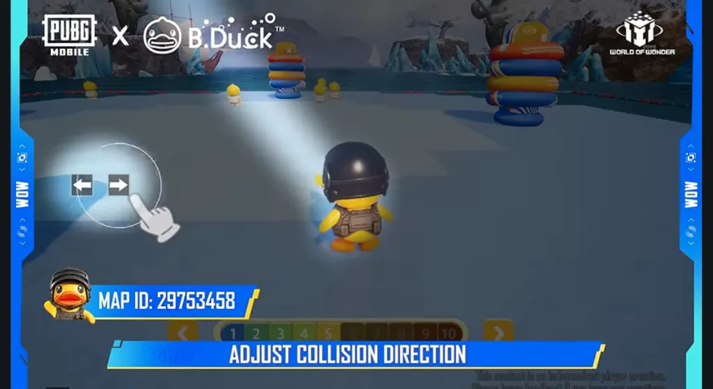 Оригинальный экран B.Duck Knock Out: ADJUST COLLISION DIRECTION и код карты 29753458