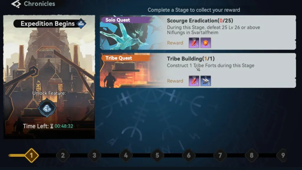 Expedition Begins: личная цель Scourge Eradication 0/25 и племенной форт Tribe Building 1/1