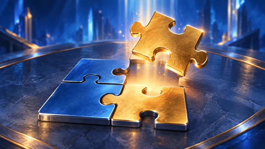Синие и золотые детали головоломки: иллюстрация к разбору Lords Puzzle