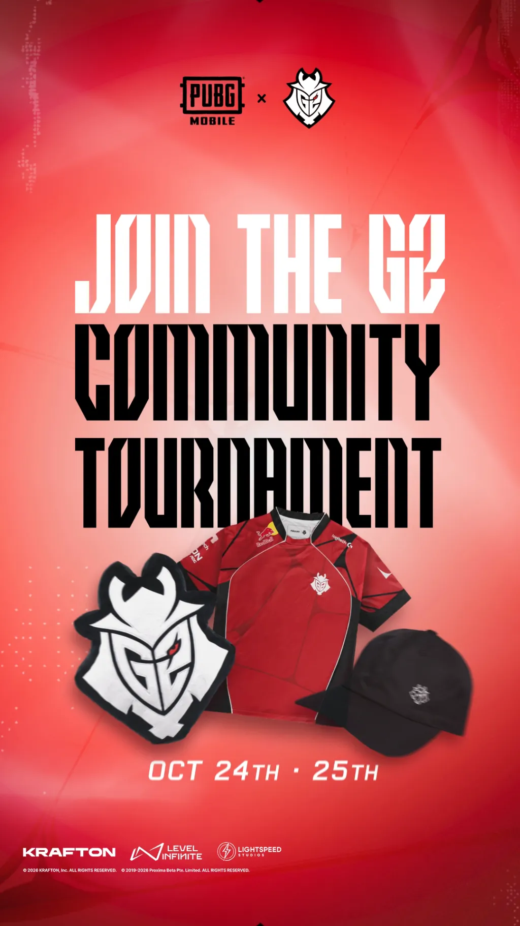 Официальная афиша G2 Community Tournament: 24–25 октября, футболка, кепка и сувенир G2