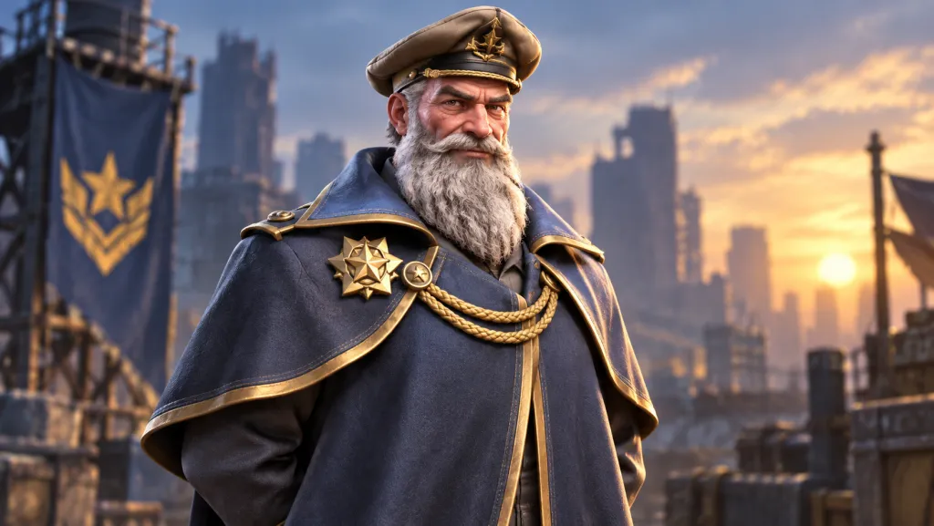 Бородатый персонаж Great Hunter в синем плаще — иллюстрация по архивному игровому референсу