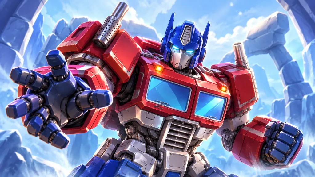 Оптимус Прайм из коллаборации Lords Mobile x Transformers в ледяной арке