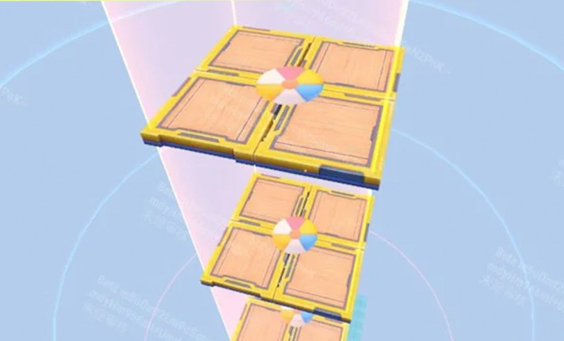 Stacked yellow-framed platforms in the official Disappearing floor map image